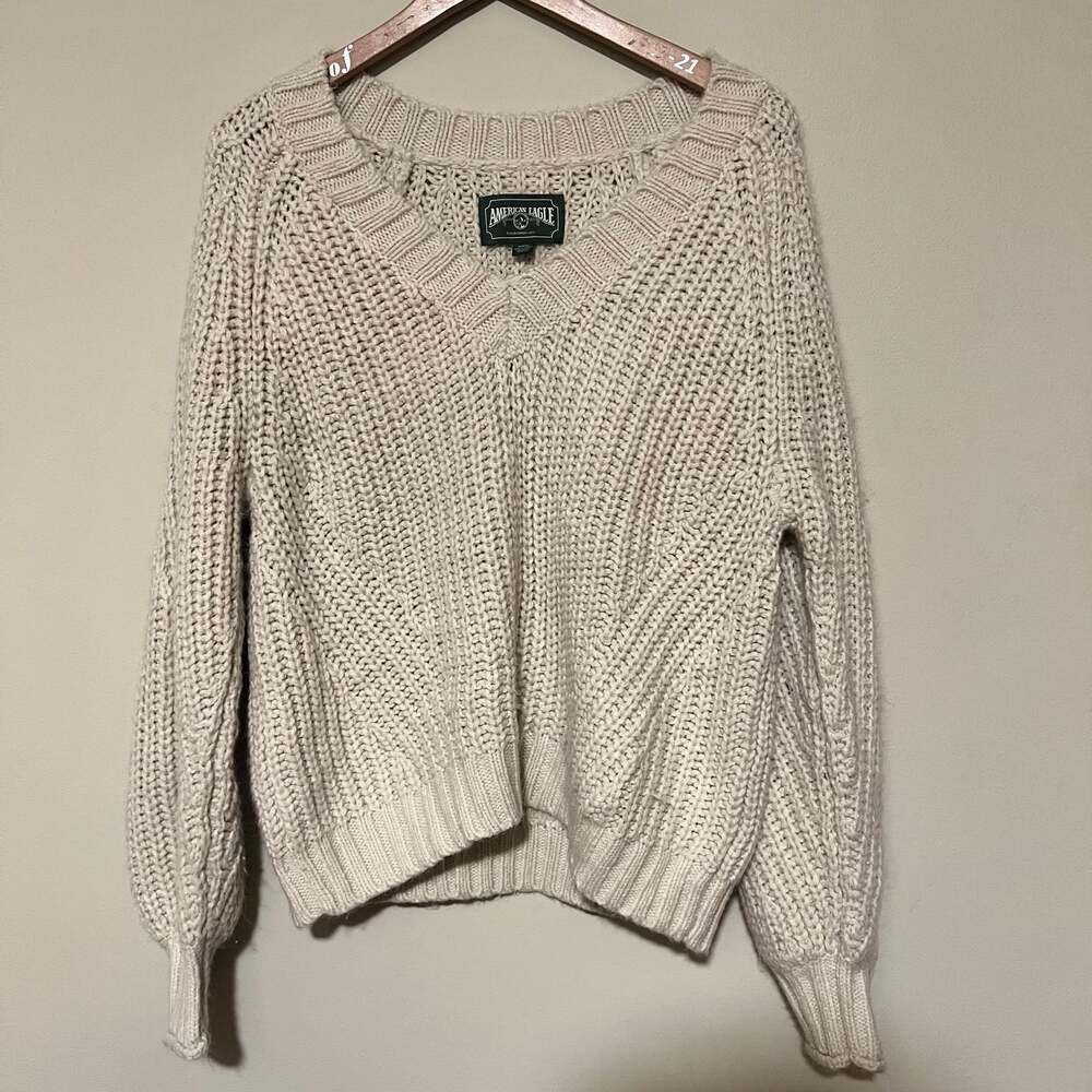 Oversized chunky knit v-neck sweater, AMERICAN Eagle